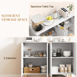 HOMCOM Sideboard Buffet Cabinet, Modern Kitchen Storage Cabinet with Adjustable Shelves, Kitchen Sideboard for Living Room Hallway, White - thumbnail 4