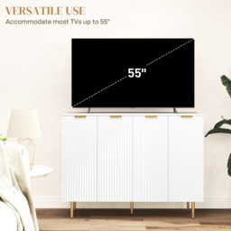 HOMCOM Sideboard Buffet Cabinet, Modern Kitchen Storage Cabinet with Adjustable Shelves, Kitchen Sideboard for Living Room Hallway, White - thumbnail 6