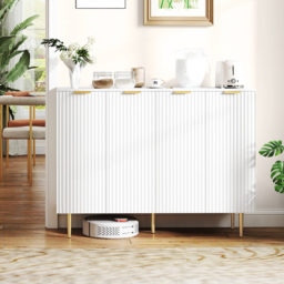 HOMCOM Sideboard Buffet Cabinet, Modern Kitchen Storage Cabinet with Adjustable Shelves, Kitchen Sideboard for Living Room Hallway, White - thumbnail 2