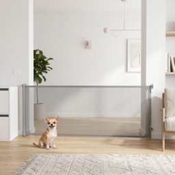 PawHut Retractable Dog Gate, Extends to 300 cm Wide & 104 cm Tall, Mesh Pet Gate Single Hand Operation, for Stairs Doorways - thumbnail 8