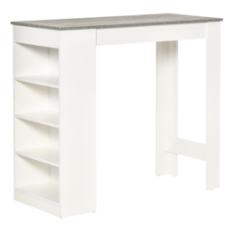HOMCOM Bar Table with 4-Tier Storage Shelf, Pub Table, Coffee Table, Kitchen Dining Table for Kitchen, Dining Room, Living Room, Grey - Aosom UK