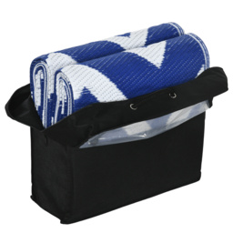 Outsunny Reversible Outdoor Rug, Plastic Straw, Portable with Carry Bag, 182 x 274cm, Blue and White - Aosom UK - thumbnail 9