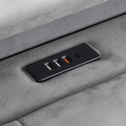 Double Velvet Upholstered Ottoman Bed with LED Light, 4 USB Ports, Lower Flap Door Storage and Soft Backrest, 204L x 96W x 107H cm, Gray - Aosom.UK - thumbnail 8