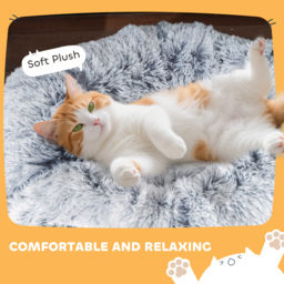 PawHut 2-in-1 Donut Cat Tunnel with Washable Bed, Play Tunnel Bed with Toy Ball and Door Hole for Indoor Cats, Light Grey - thumbnail 5