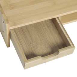 HOMCOM Laptop and Screen Stand PC Plinth Stand TV Computer Desktop Organiser W/Drawer Bamboo - Aosom UK - thumbnail 8