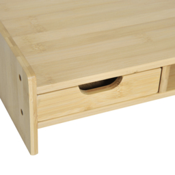 HOMCOM Laptop and Screen Stand PC Plinth Stand TV Computer Desktop Organiser W/Drawer Bamboo - Aosom UK - thumbnail 7
