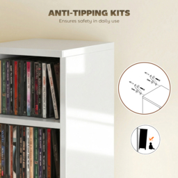 HOMCOM Set of 2 CD Media Display Shelf Unit Tower Rack with Adjustable Shelves, High Gloss White - thumbnail 7