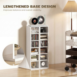 HOMCOM Set of 2 CD Media Display Shelf Unit Tower Rack with Adjustable Shelves, High Gloss White - thumbnail 8