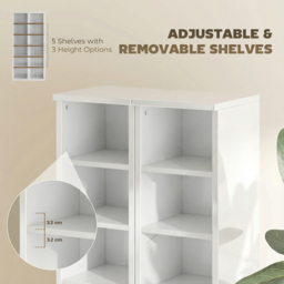 HOMCOM Set of 2 CD Media Display Shelf Unit Tower Rack with Adjustable Shelves, High Gloss White - thumbnail 6