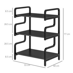 HOMCOM 3-Tier Storage Shelves, Metal Shelving Unit, Industrial Printer Table for Home Office, Display Rack for Living Room, Black - Aosom UK - thumbnail 3