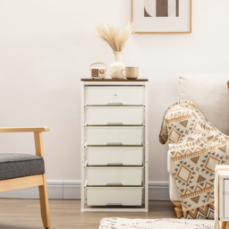 HOMCOM Bedroom Storage Chest of 6 Drawers, Steel Frame Organiser Unit for Clothes & Accessories, Living Room Furniture, White - Aosom UK - thumbnail 7