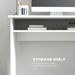 HOMCOM Writing Desk, Computer Table, Small Writing Desk with Storage Shelf, High Gloss, Modern Home Office Desk, White - Aosom UK - thumbnail 4