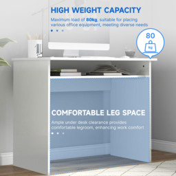 HOMCOM Writing Desk, Computer Table, Small Writing Desk with Storage Shelf, High Gloss, Modern Home Office Desk, White - Aosom UK - thumbnail 7