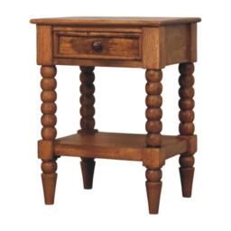 Solid Wood Spindle Bedside Table with Durable Construction, Console Table with Drawer and Shelf Storage, 35L x 45W x 60H cm, Brown - Aosom UK - thumbnail 8