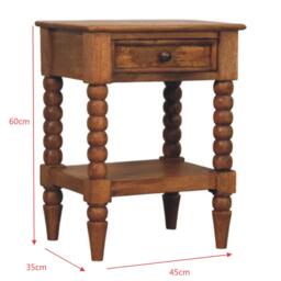 Solid Wood Spindle Bedside Table with Durable Construction, Console Table with Drawer and Shelf Storage, 35L x 45W x 60H cm, Brown - Aosom UK - thumbnail 3