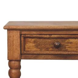 Solid Wood Spindle Bedside Table with Durable Construction, Console Table with Drawer and Shelf Storage, 35L x 45W x 60H cm, Brown - Aosom UK - thumbnail 4