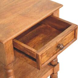 Solid Wood Spindle Bedside Table with Durable Construction, Console Table with Drawer and Shelf Storage, 35L x 45W x 60H cm, Brown - Aosom UK - thumbnail 5