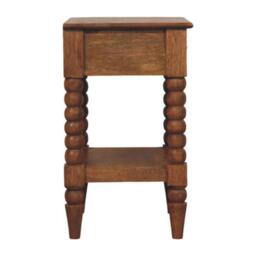 Solid Wood Spindle Bedside Table with Durable Construction, Console Table with Drawer and Shelf Storage, 35L x 45W x 60H cm, Brown - Aosom UK - thumbnail 9