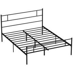 HOMCOM King Size Metal Bed Frame, Solid Bedstead with Headboard, Footboard, Metal Slat Support, Underbed Storage, Bedroom Furniture - Aosom UK - thumbnail 1