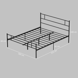 HOMCOM King Size Metal Bed Frame, Solid Bedstead with Headboard, Footboard, Metal Slat Support, Underbed Storage, Bedroom Furniture - Aosom UK - thumbnail 3
