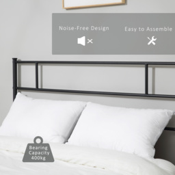 HOMCOM King Size Metal Bed Frame, Solid Bedstead with Headboard, Footboard, Metal Slat Support, Underbed Storage, Bedroom Furniture - Aosom UK - thumbnail 6