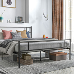 HOMCOM King Size Metal Bed Frame, Solid Bedstead with Headboard, Footboard, Metal Slat Support, Underbed Storage, Bedroom Furniture - Aosom UK - thumbnail 7