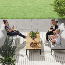 Outsunny Four-Piece Garden Corner Sofa Set with 2 Loveseats and 2 Coffee Tables - Teak - Aosom UK - thumbnail 8