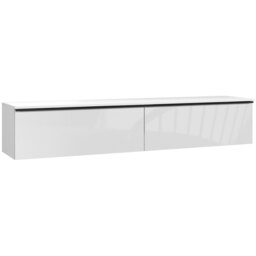 "HOMCOM 160cm High Gloss Floating TV Unit Stand for TVs up to 70"", Wall Mounted TV Cabinet with Storage Cupboards, White - Aosom UK"