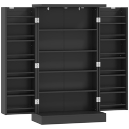 HOMCOM Kitchen Cupboard, Freestanding Multi-Storage Kitchen Pantry Cabinet with Adjustable Shelves, Black - thumbnail 1