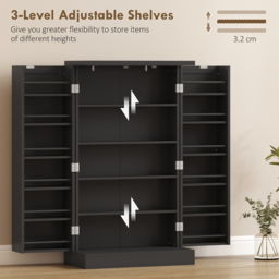 HOMCOM Kitchen Cupboard, Freestanding Multi-Storage Kitchen Pantry Cabinet with Adjustable Shelves, Black - thumbnail 6