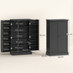 HOMCOM Kitchen Cupboard, Freestanding Multi-Storage Kitchen Pantry Cabinet with Adjustable Shelves, Black - thumbnail 3