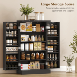 HOMCOM Kitchen Cupboard, Freestanding Multi-Storage Kitchen Pantry Cabinet with Adjustable Shelves, Black - thumbnail 4
