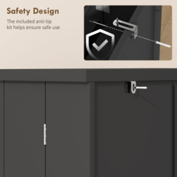 HOMCOM Kitchen Cupboard, Freestanding Multi-Storage Kitchen Pantry Cabinet with Adjustable Shelves, Black - thumbnail 7