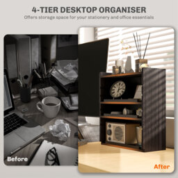 HOMCOM Four-Tier Desktop Organiser - Dark Brown - Aosom UK - thumbnail 4