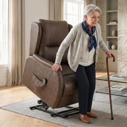 HOMCOM Power Lift Recliner Chair, Dual Motor Electric Lift Chair for Elderly with Remote Control, Brown - thumbnail 2