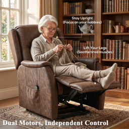 HOMCOM Power Lift Recliner Chair, Dual Motor Electric Lift Chair for Elderly with Remote Control, Brown - thumbnail 5