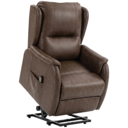 HOMCOM Power Lift Recliner Chair, Dual Motor Electric Lift Chair for Elderly with Remote Control, Brown - thumbnail 1