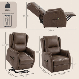 HOMCOM Power Lift Recliner Chair, Dual Motor Electric Lift Chair for Elderly with Remote Control, Brown - thumbnail 3