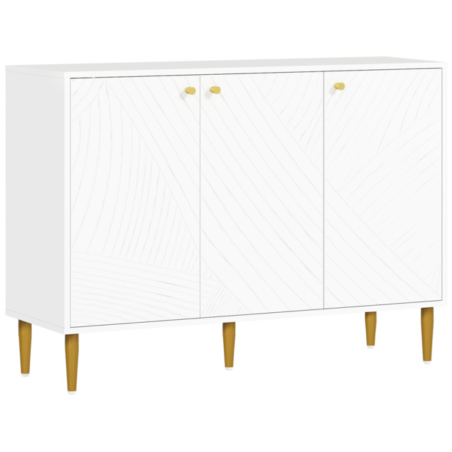 HOMCOM Elegant Two-Cupboard Sideboard - White/Gold-Tone - image 1