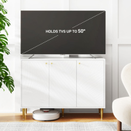 HOMCOM Elegant Two-Cupboard Sideboard - White/Gold-Tone - thumbnail 6