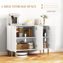 HOMCOM Elegant Two-Cupboard Sideboard - White/Gold-Tone - thumbnail 4