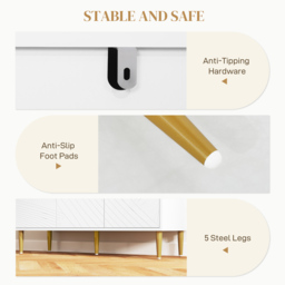HOMCOM Elegant Two-Cupboard Sideboard - White/Gold-Tone - thumbnail 7