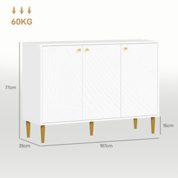 HOMCOM Elegant Two-Cupboard Sideboard - White/Gold-Tone - thumbnail 3