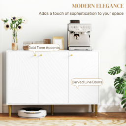 HOMCOM Elegant Two-Cupboard Sideboard - White/Gold-Tone - thumbnail 5