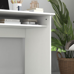 HOMCOM Working Desk with Storage Shelf, Writing Desk, Computer Tablek, Writing Reading for Home and Office, White - Aosom UK - thumbnail 7