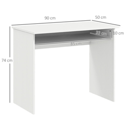HOMCOM Working Desk with Storage Shelf, Writing Desk, Computer Tablek, Writing Reading for Home and Office, White - Aosom UK - thumbnail 3