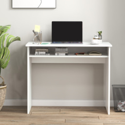 HOMCOM Working Desk with Storage Shelf, Writing Desk, Computer Tablek, Writing Reading for Home and Office, White - Aosom UK - thumbnail 9