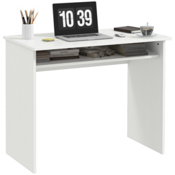 HOMCOM Working Desk with Storage Shelf, Writing Desk, Computer Tablek, Writing Reading for Home and Office, White - Aosom UK