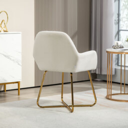 HOMCOM Modern Arm Chair Set of 2 Upholstered Accent Chair with Metal Base for Living Room Cream White - thumbnail 7
