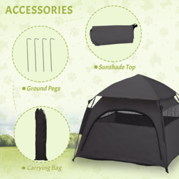 PawHut Foldable Dog Cat Tent with Waterproof Oxford, Carry Bag for Extra Large Dog, Charcoal Grey - thumbnail 7